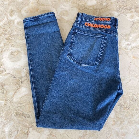 Rare Japanese Studio Seven X GU Childhood Dreams High Rise Tapered Leg Mom Jeans - Picture 11 of 14